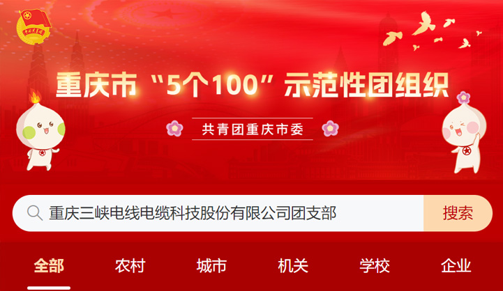 祝賀！三峽電纜團(tuán)支部選樹為重慶市“5 個(gè) 100”示范性團(tuán)組織