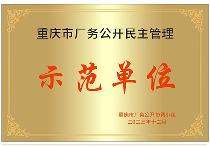 重慶市廠務(wù)公開民主管理示范單位